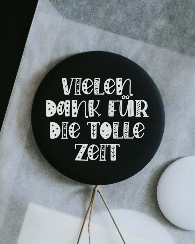 Magnete mit Spruch oder Motiv Vielen Dank · groß in schwarz weiss