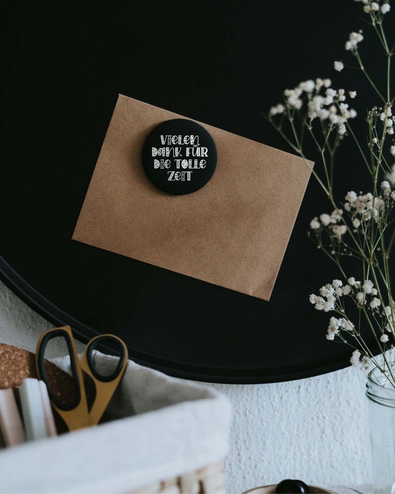 Magnete mit Spruch oder Motiv Vielen Dank · groß in schwarz weiss