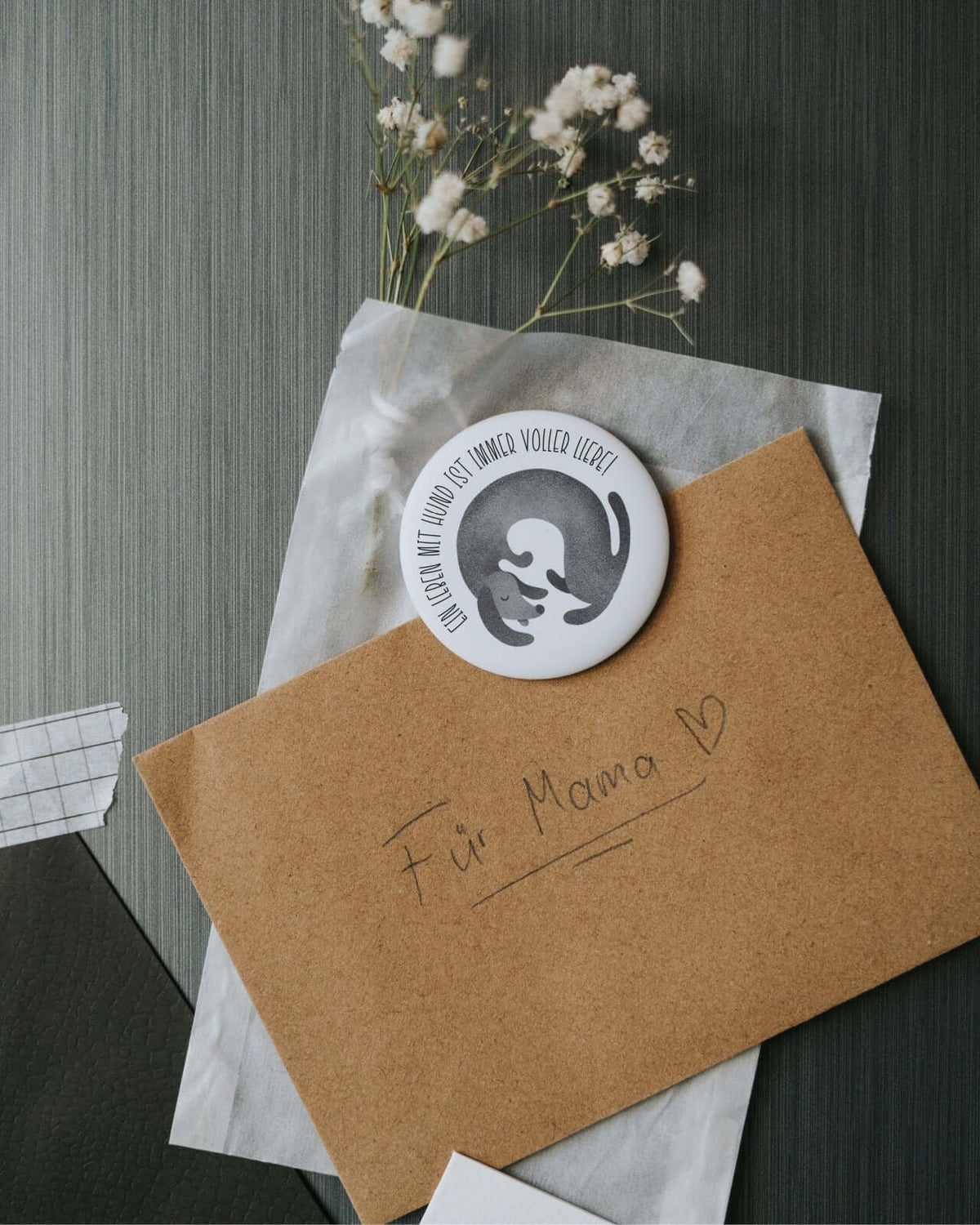 Magnete mit Spruch oder Motiv Leben mit Hund · groß in schwarz weiss