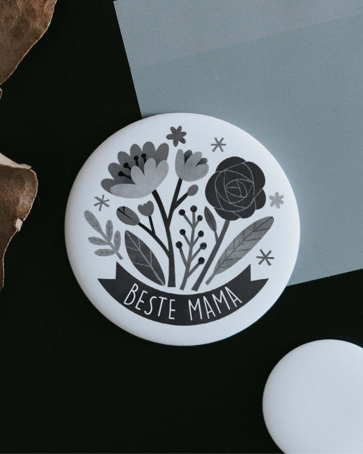 Magnete mit Spruch oder Motiv Beste Mama · groß in schwarz weiss