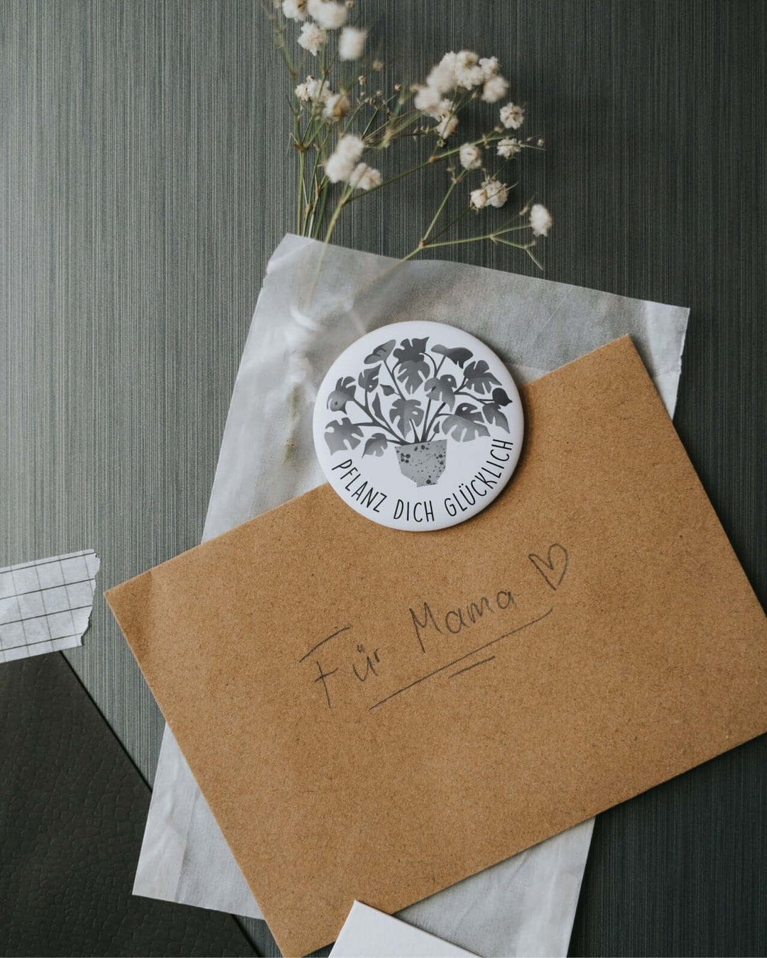 Magnete mit Spruch oder Motiv Pflanz dich glücklich · groß in schwarz weiss