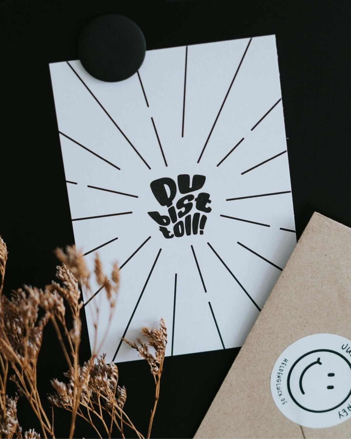 Postkarte mit Spruch und motiv Du bist toll in schwarz weiss