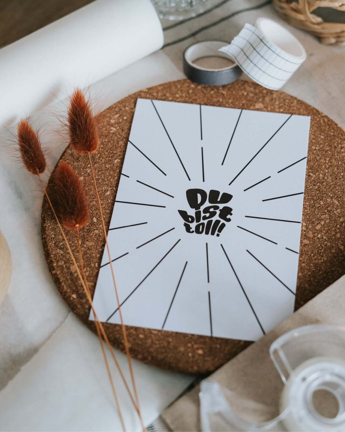 Postkarte mit Spruch und motiv Du bist toll in schwarz weiss