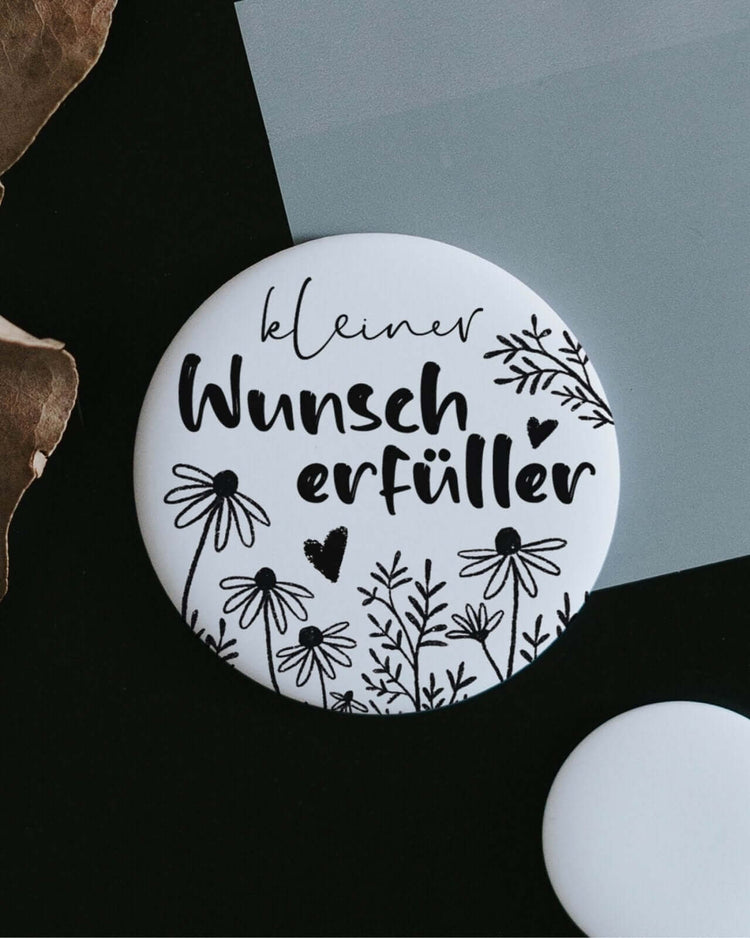Magnete mit Spruch oder Motiv Wunscherfüller · groß in schwarz weiss