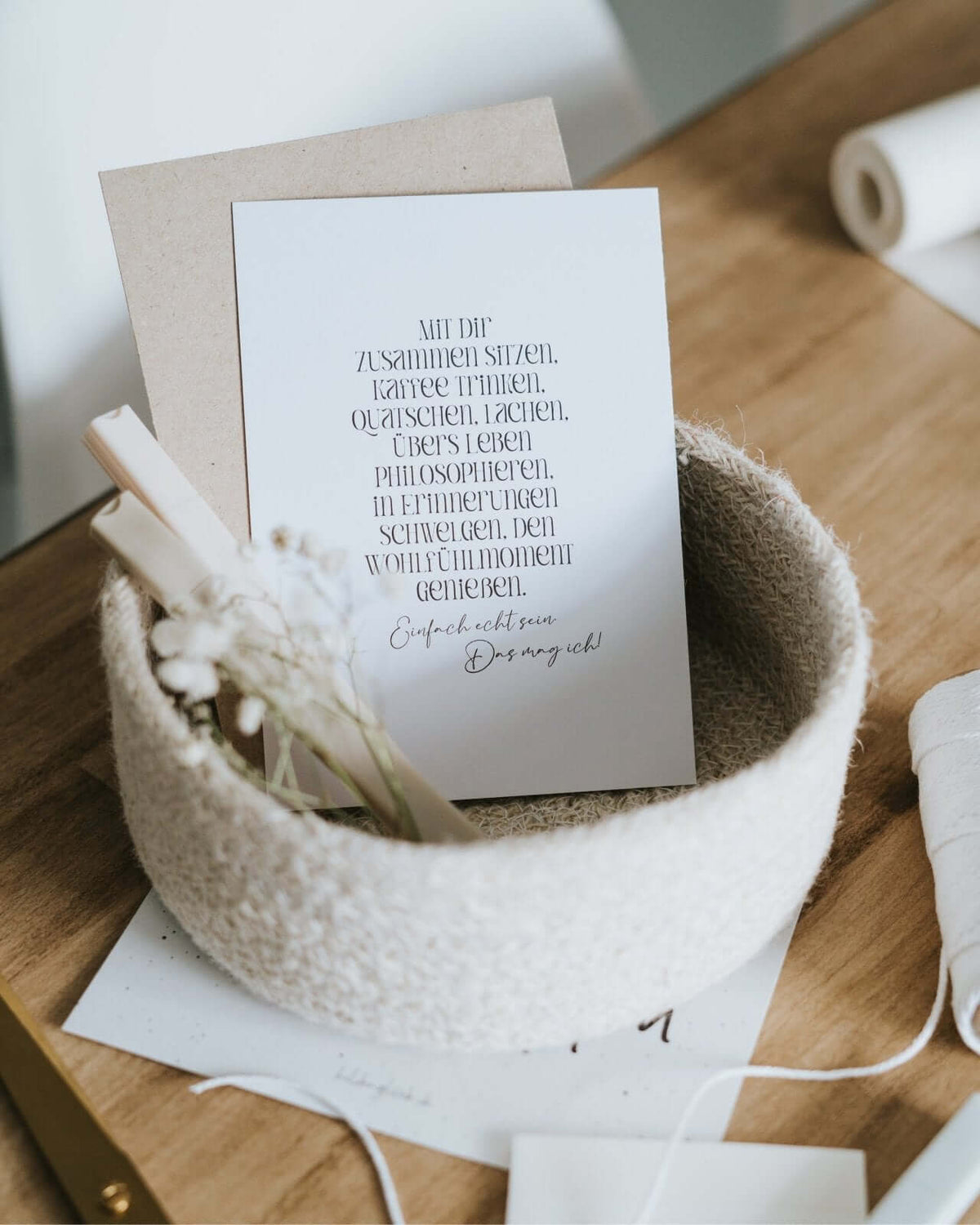 Postkarte mit Spruch und motiv Das mag ich in schwarz weiss
