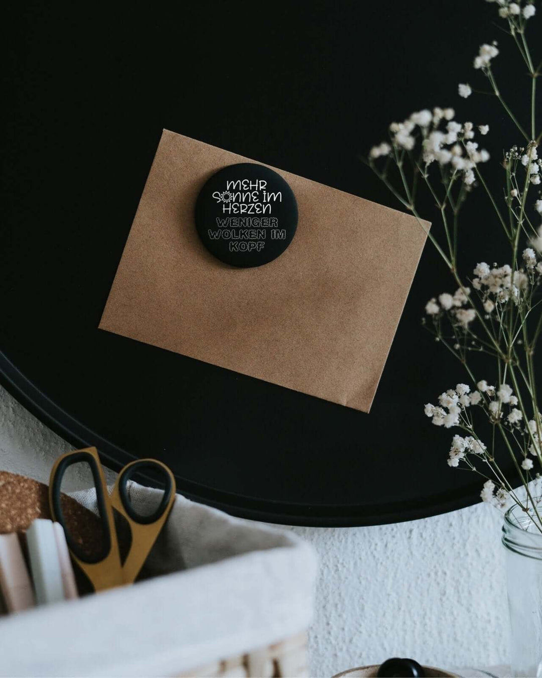 Magnete mit Spruch oder Motiv Weniger Wolken im Kopf · groß in schwarz weiss