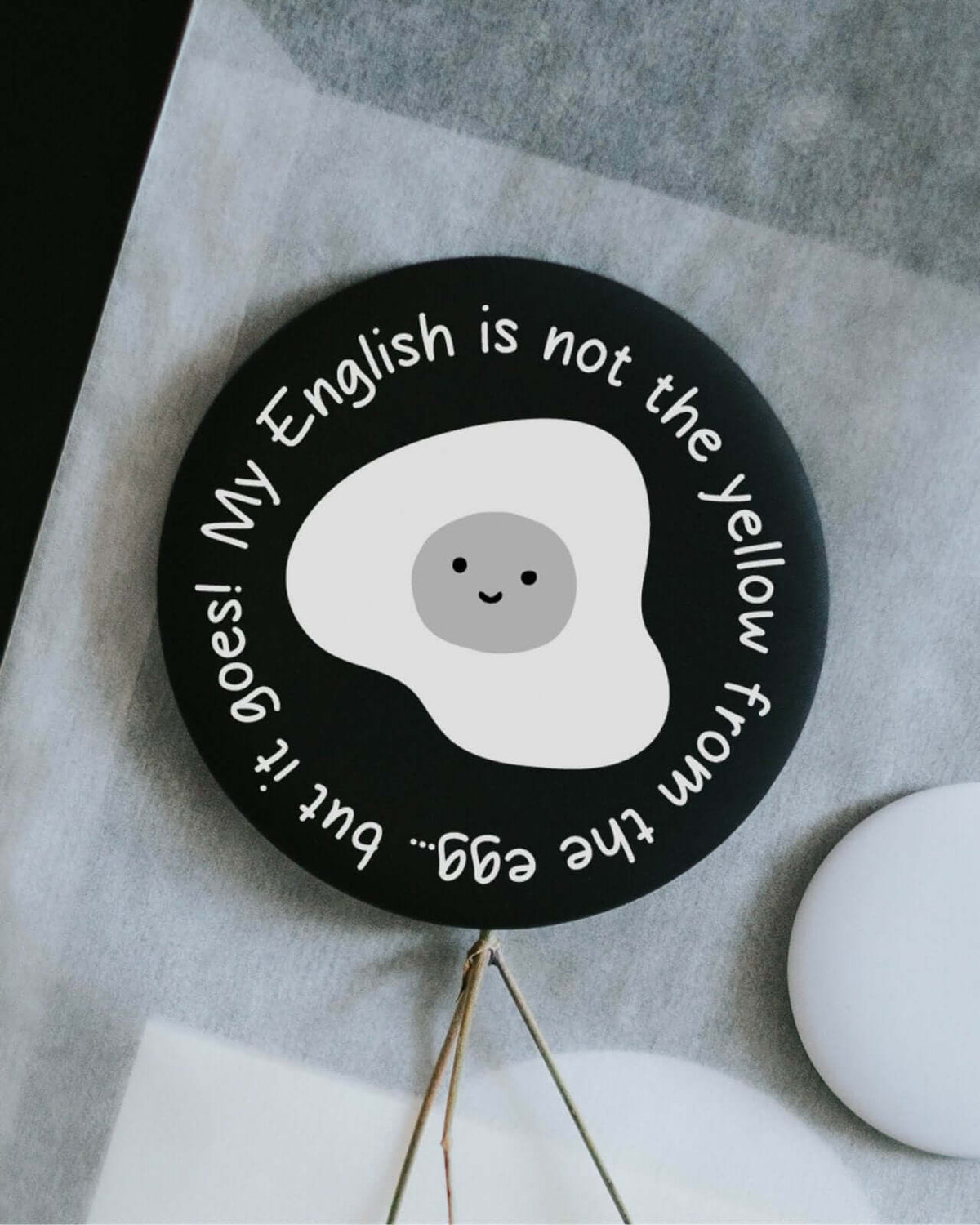 Magnete mit Spruch oder Motiv My english · groß in schwarz weiss