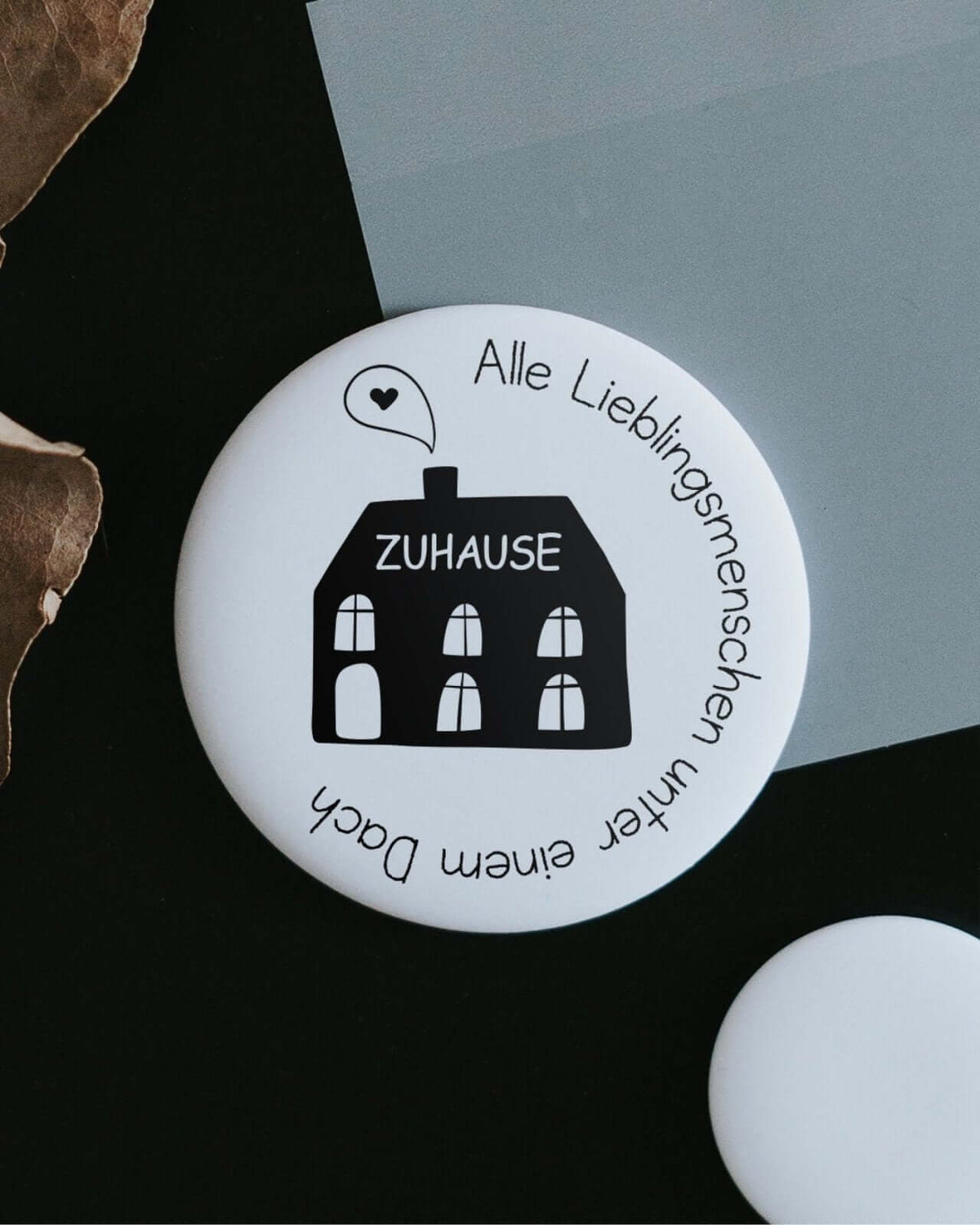 Magnete mit Spruch oder Motiv Unter einem Dach · groß in schwarz weiss