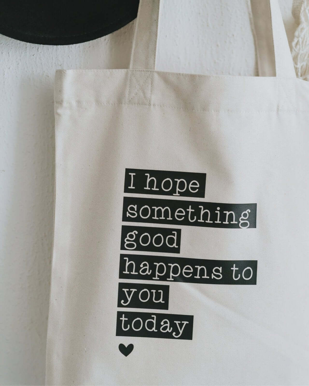 Baumwollbeutel mit Spruch oder Motiv I hope in schwarz weiss