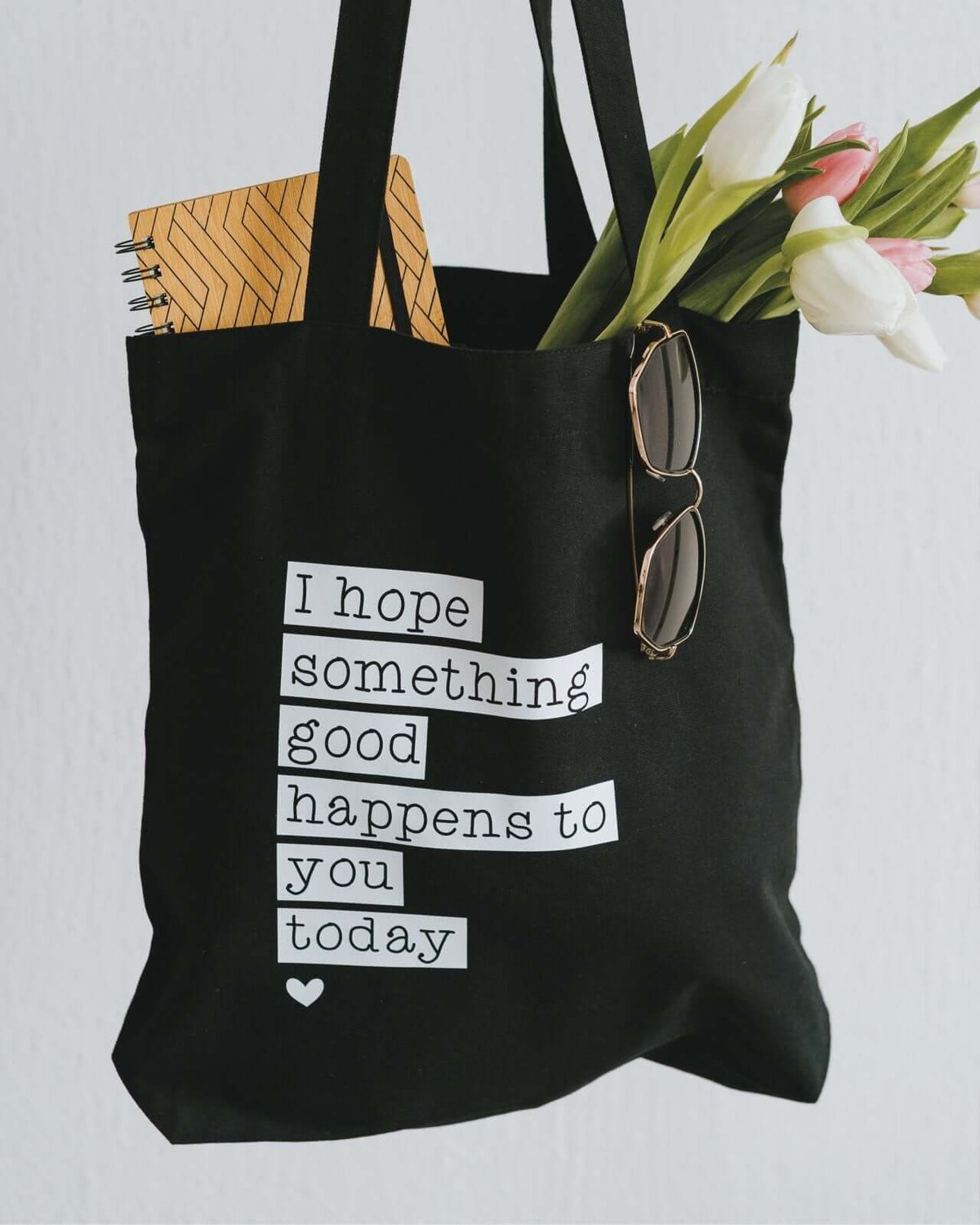 Baumwollbeutel mit Spruch oder Motiv I hope in schwarz weiss