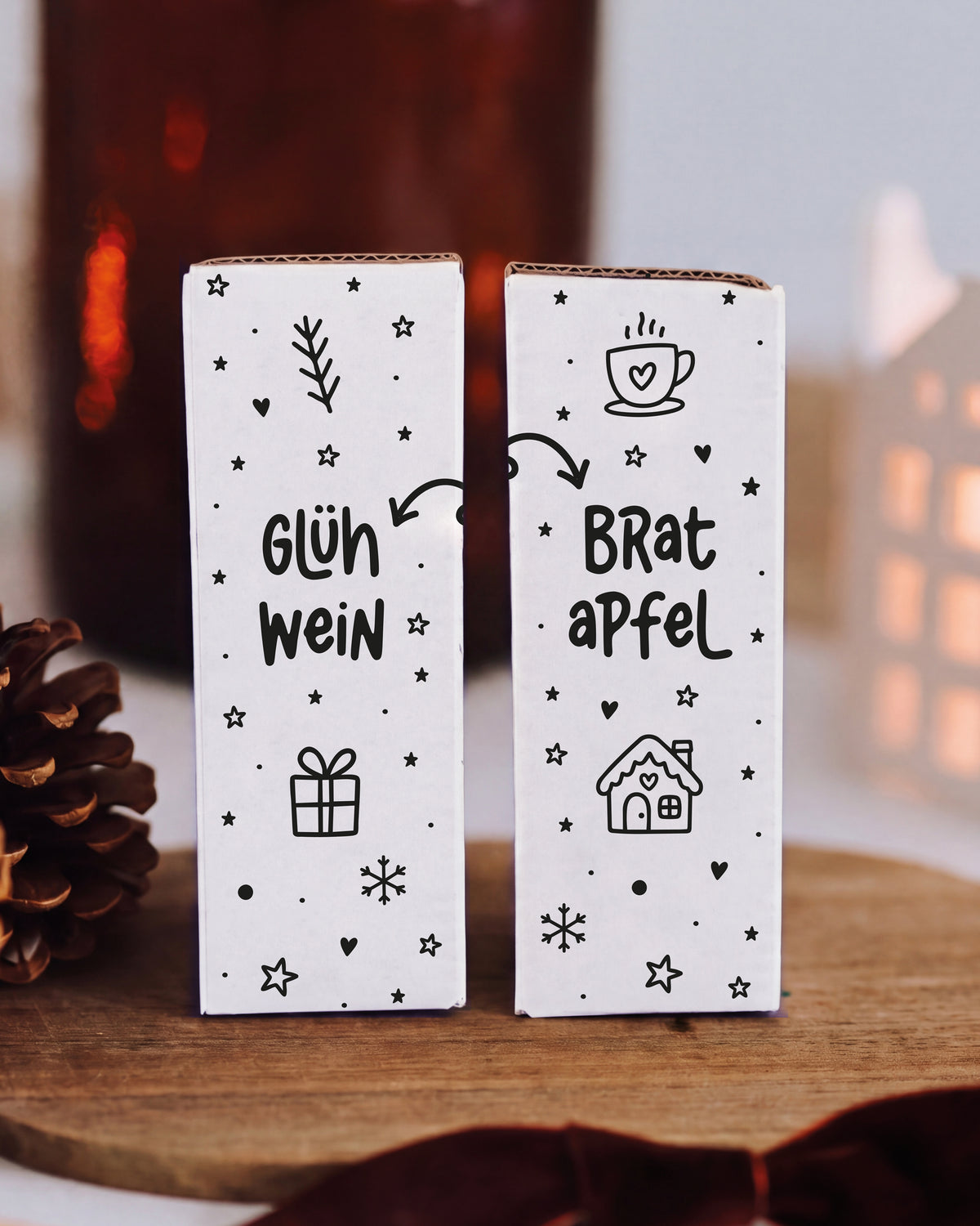 Heldenglück Gewürzzuckerset Winterglück Bratapfel Glühwein stilvolles Schwarz Weiß Design Weihnachtsgeschenk