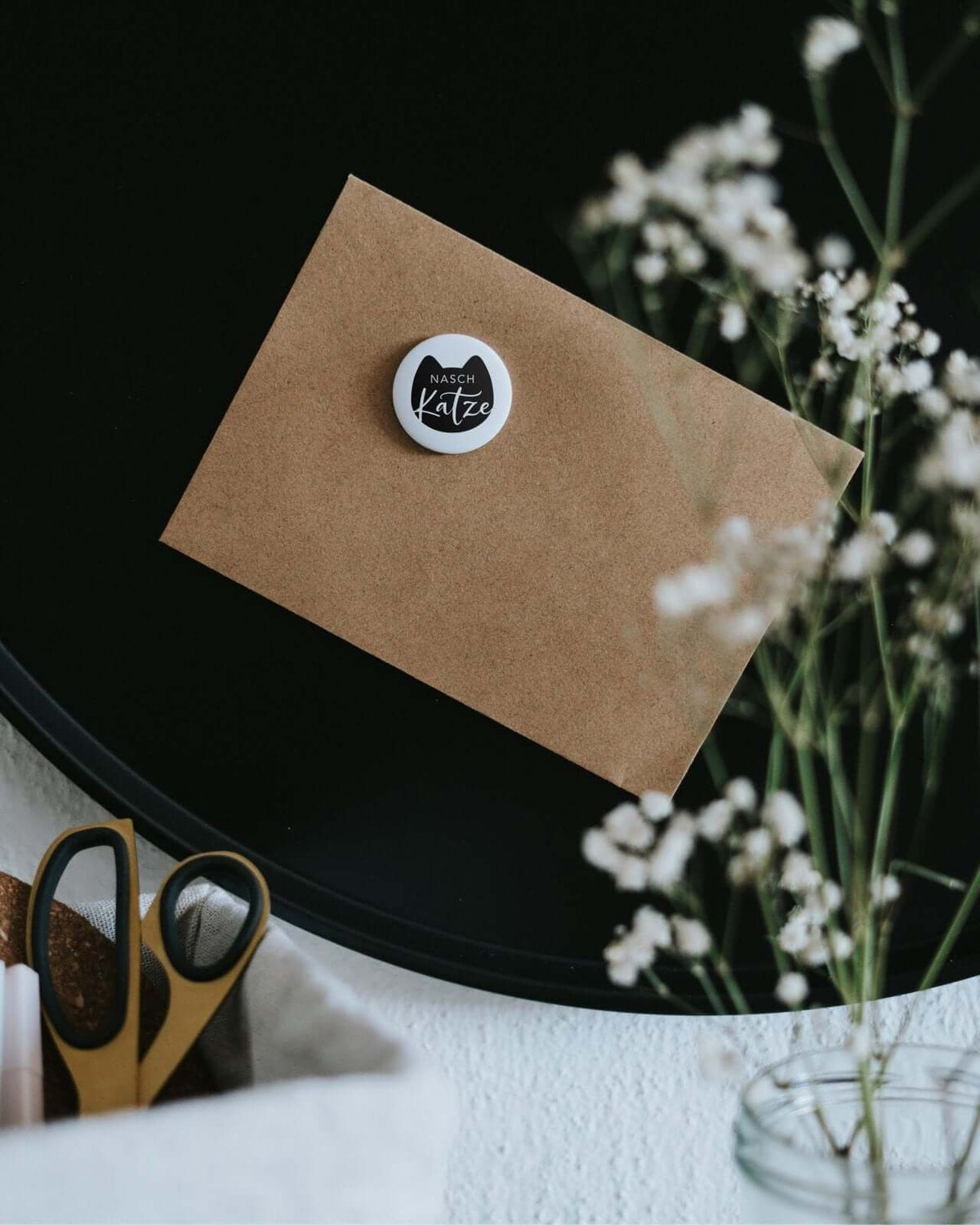 Magnete mit Spruch oder Motiv Naschkatze · klein in schwarz weiss
