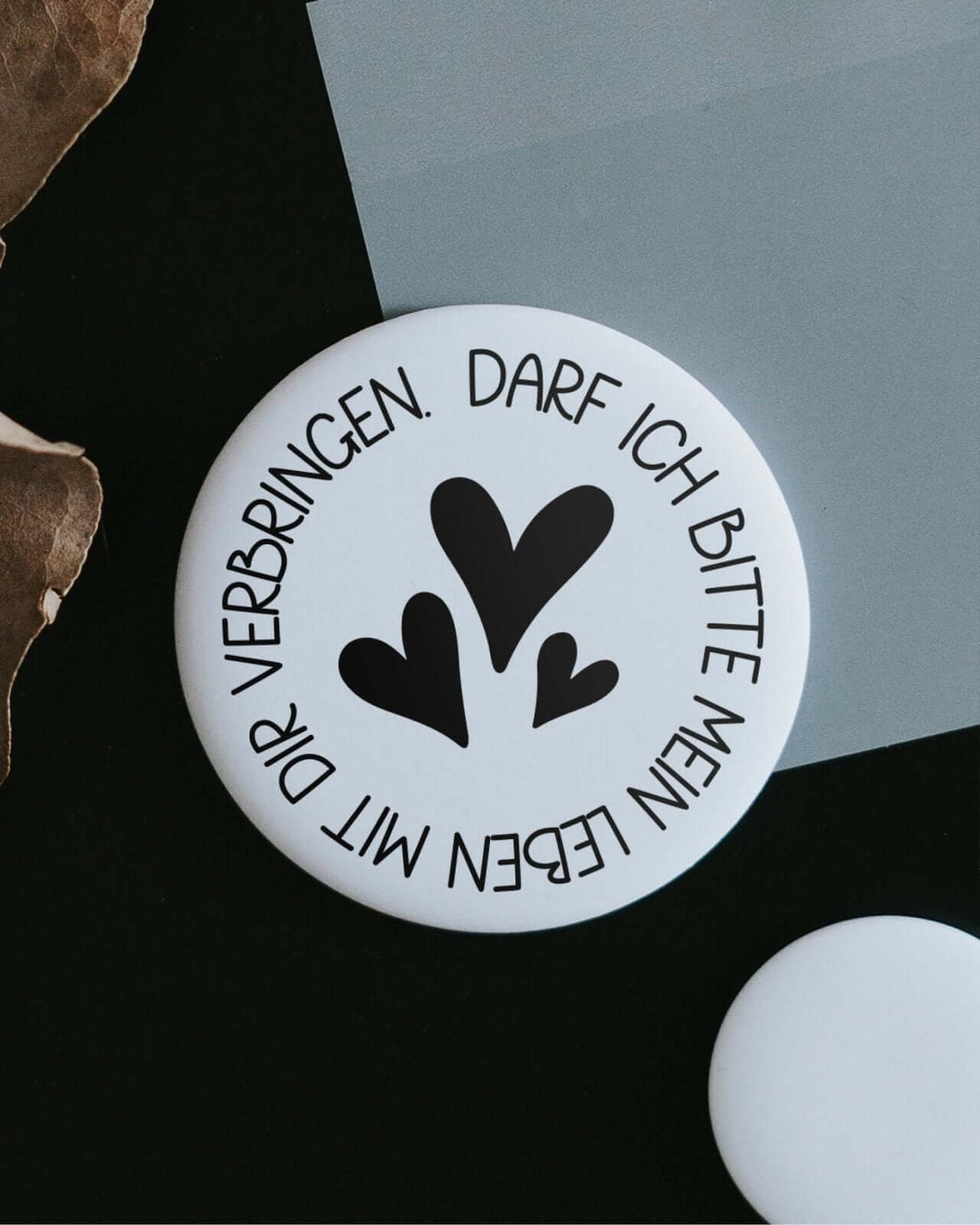 Magnete mit Spruch oder Motiv Mein Leben mit dir · klein in schwarz weiss