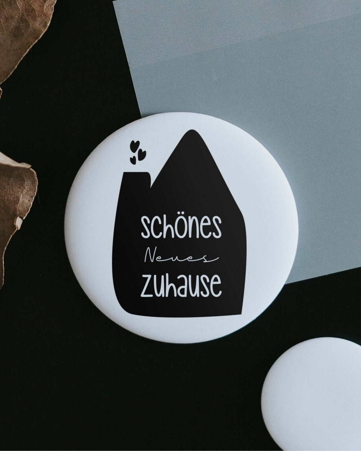 Magnete mit Spruch oder Motiv Schönes Zuhause · klein in schwarz weiss