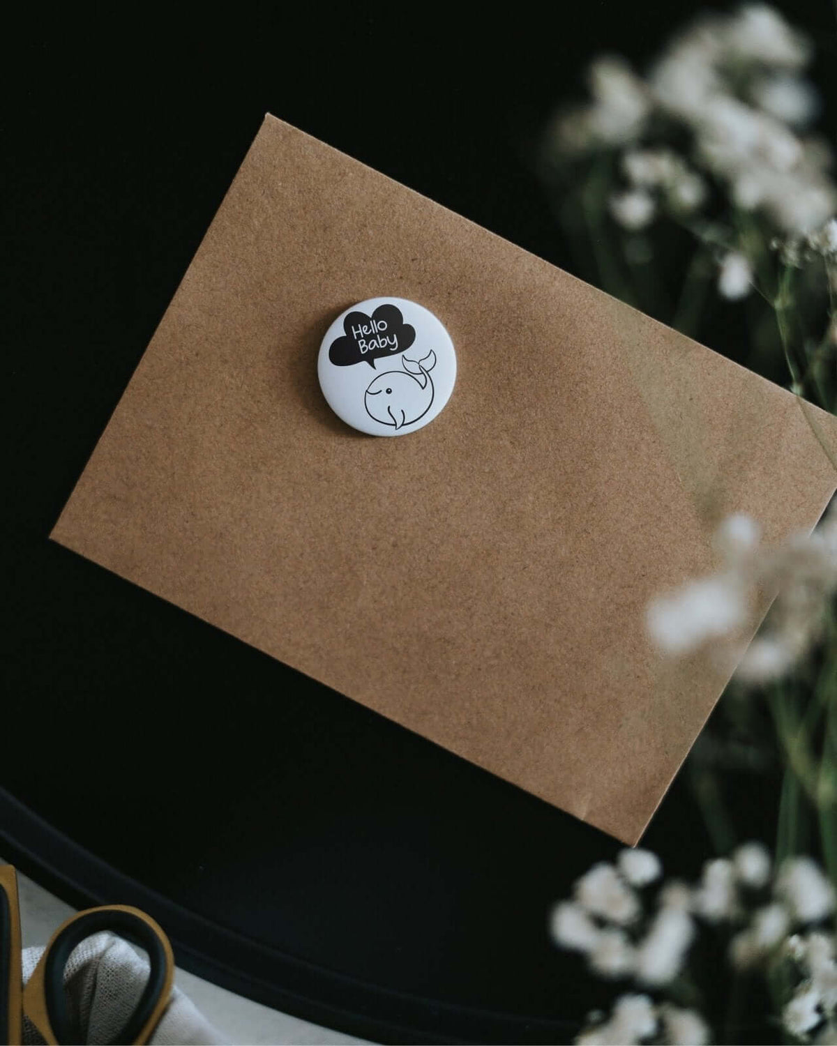 Magnete mit Spruch oder Motiv Hello Baby · klein in schwarz weiss