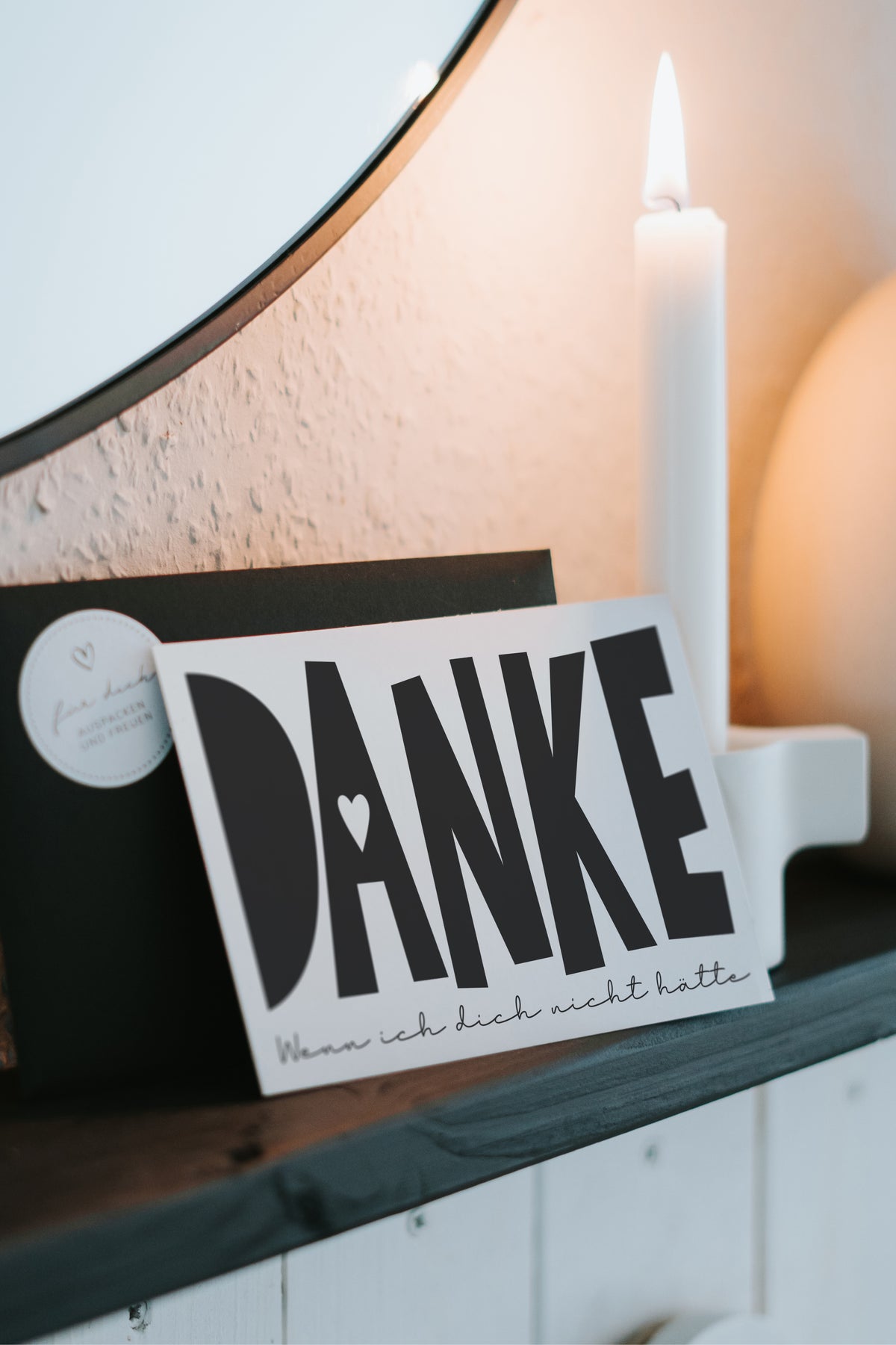 Schlichte Postkarte mit emotionalem Dankesspruch – liebevolle Geste für Menschen, die immer da sind.