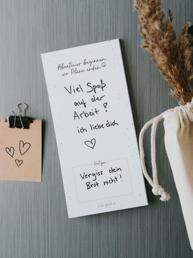 Notizblock mit Spruch oder Motiv Abenteuer · magnetisch in schwarz weiss