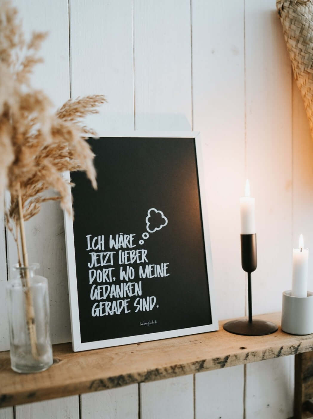Poster mit Spruch oder Motiv Meine Gedanken in schwarz weiss