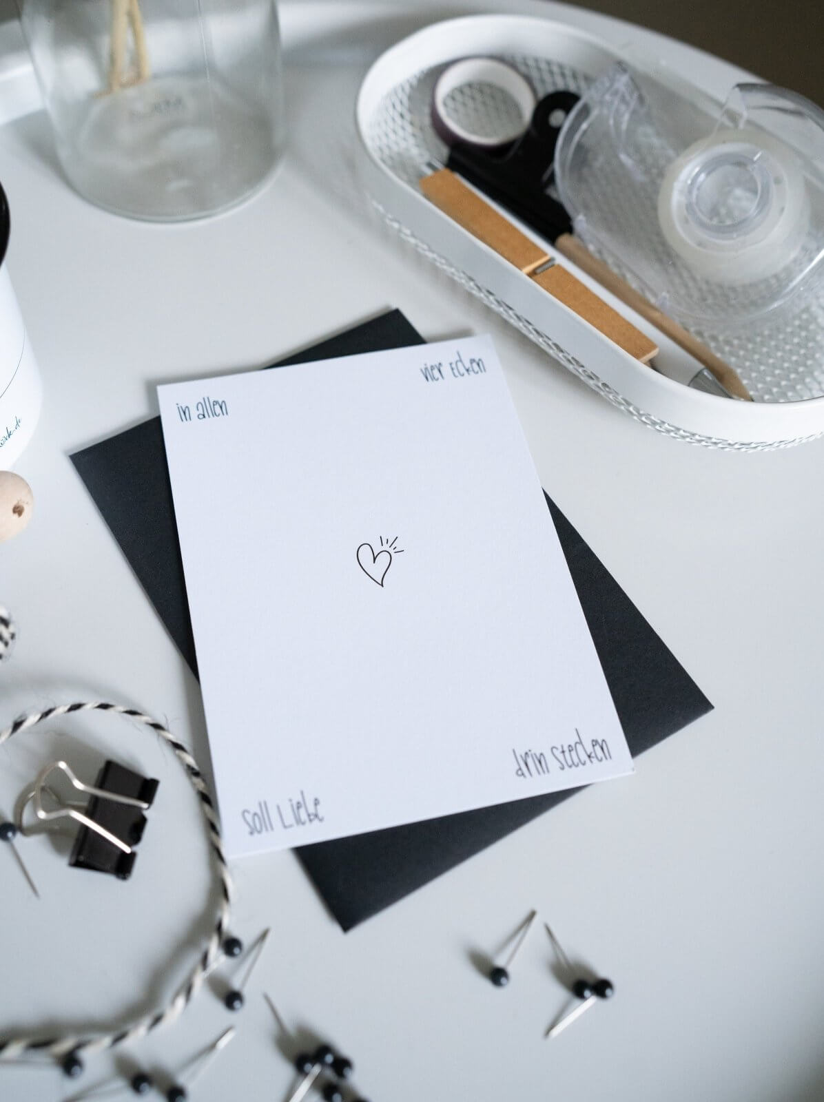 Geschenke mit Liebe – Karte „Vier Ecken Liebe“ mit Nostalgie & Herz