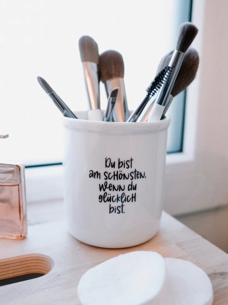 Keramikdose als Vorratsdose mit Spruch oder Motiv Du bist schön in schwarz weiss