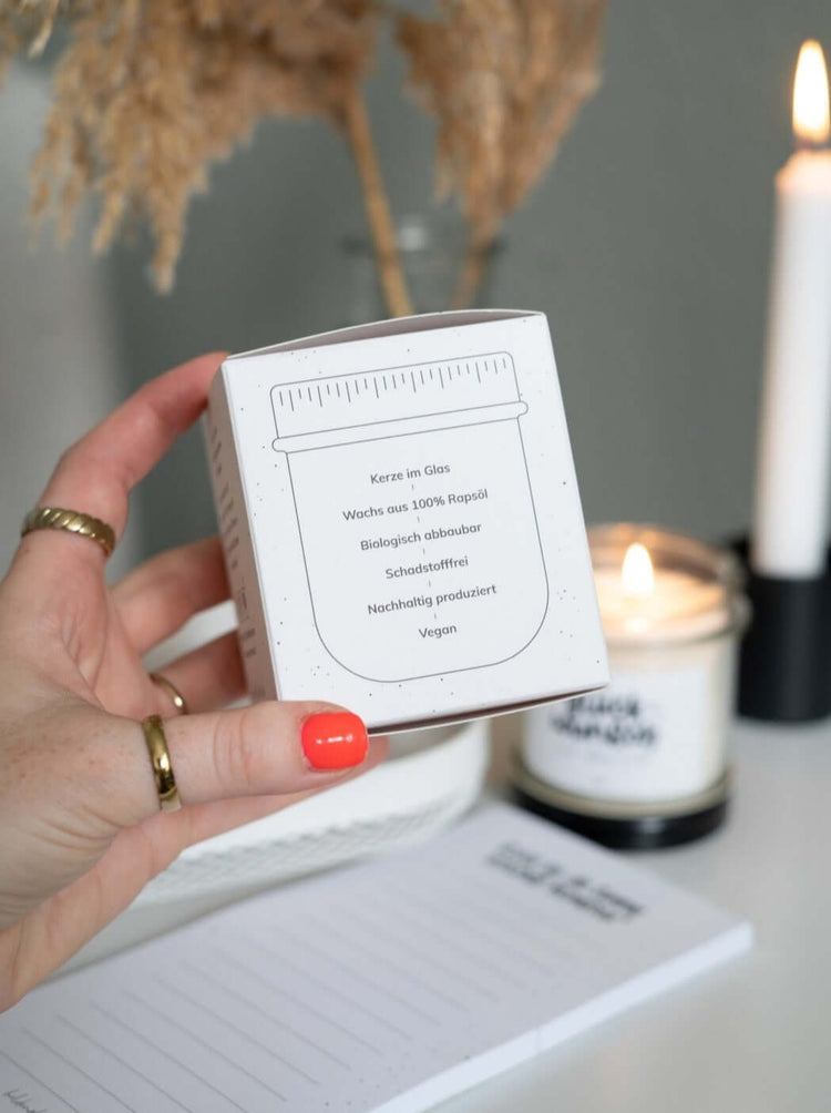 Kerze im Glas mit Spruch oder Motiv Ich brenne für Dich in schwarz weiss