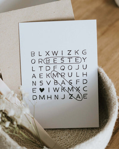 Postkarte mit Spruch oder Motiv Beste Mama in schwarz weiss