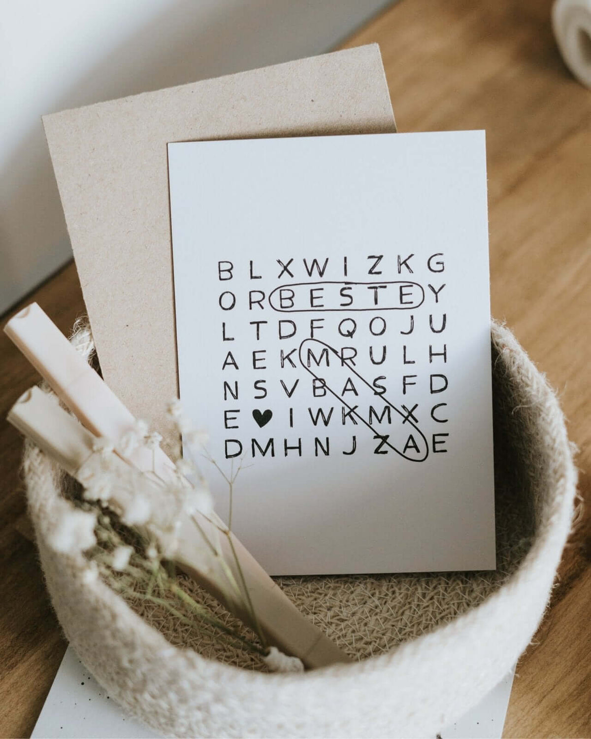 Postkarte mit Spruch oder Motiv Beste Mama in schwarz weiss