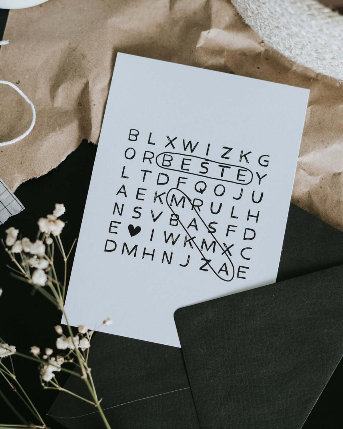 Postkarte mit Spruch oder Motiv Beste Mama in schwarz weiss