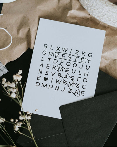 Postkarte mit Spruch oder Motiv Beste Mama in schwarz weiss