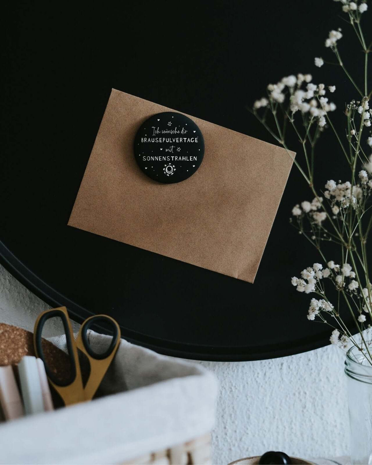 Magnete mit Spruch oder Motiv Brausepulvertage · groß in schwarz weiss