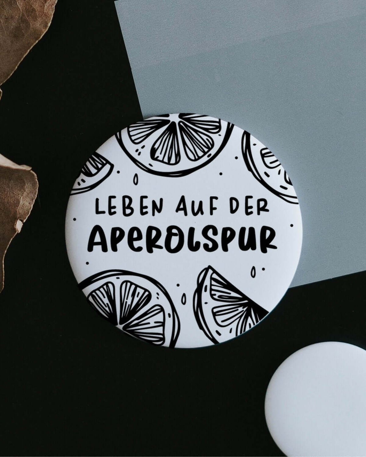 Magnete mit Spruch oder Motiv Aperolspur · groß in schwarz weiss