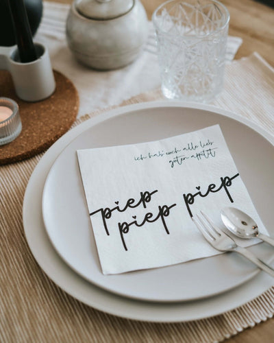 Serviette mit Spruch oder Motiv Piep piep piep in schwarz weiss