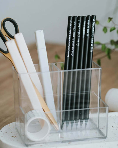 Bleistift mit Spruch oder Motiv Mehr Fantasie in schwarz weiss