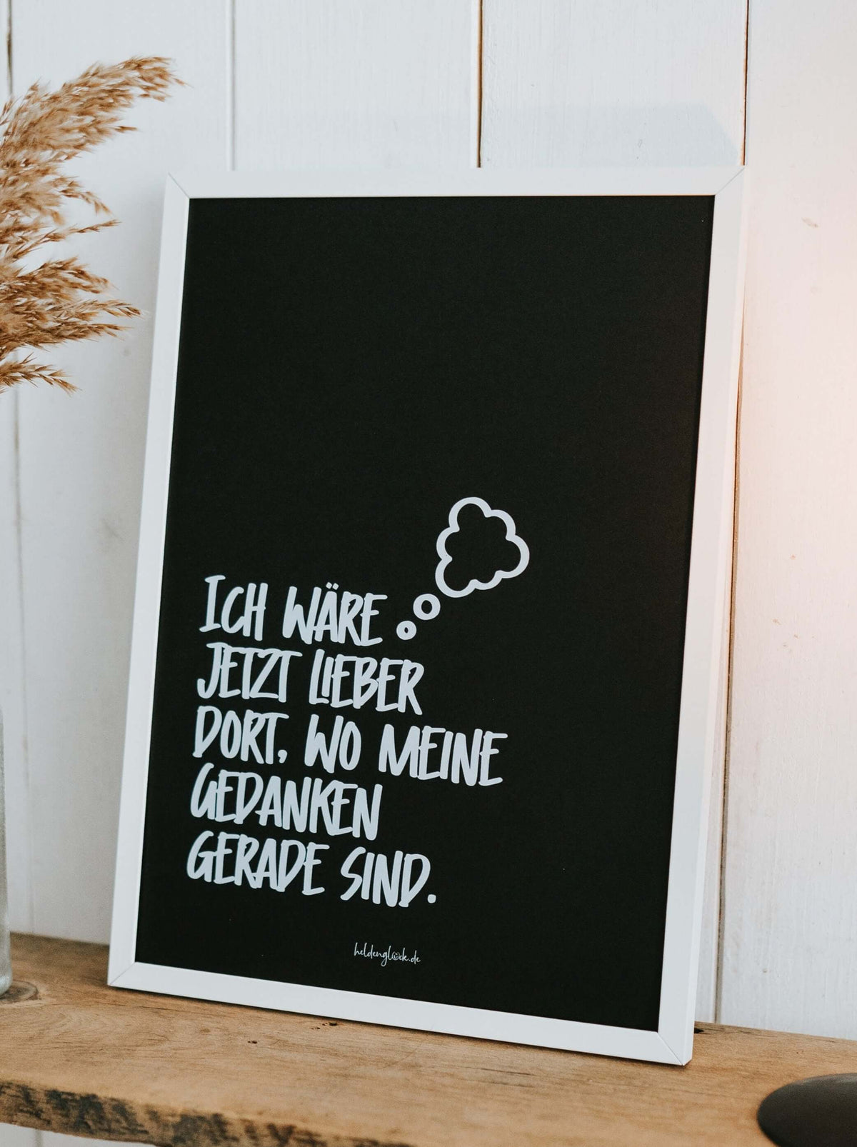 Poster mit Spruch oder Motiv Meine Gedanken in schwarz weiss