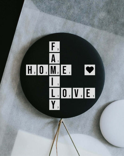 Magnete mit Spruch oder Motiv Family Home Love · groß in schwarz weiss