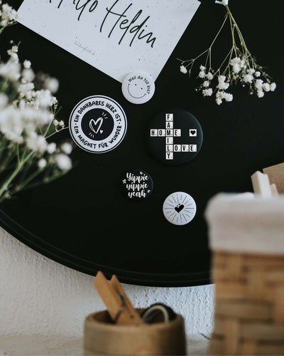 Magnete mit Spruch oder Motiv Dankbares Herz · groß in schwarz weiss