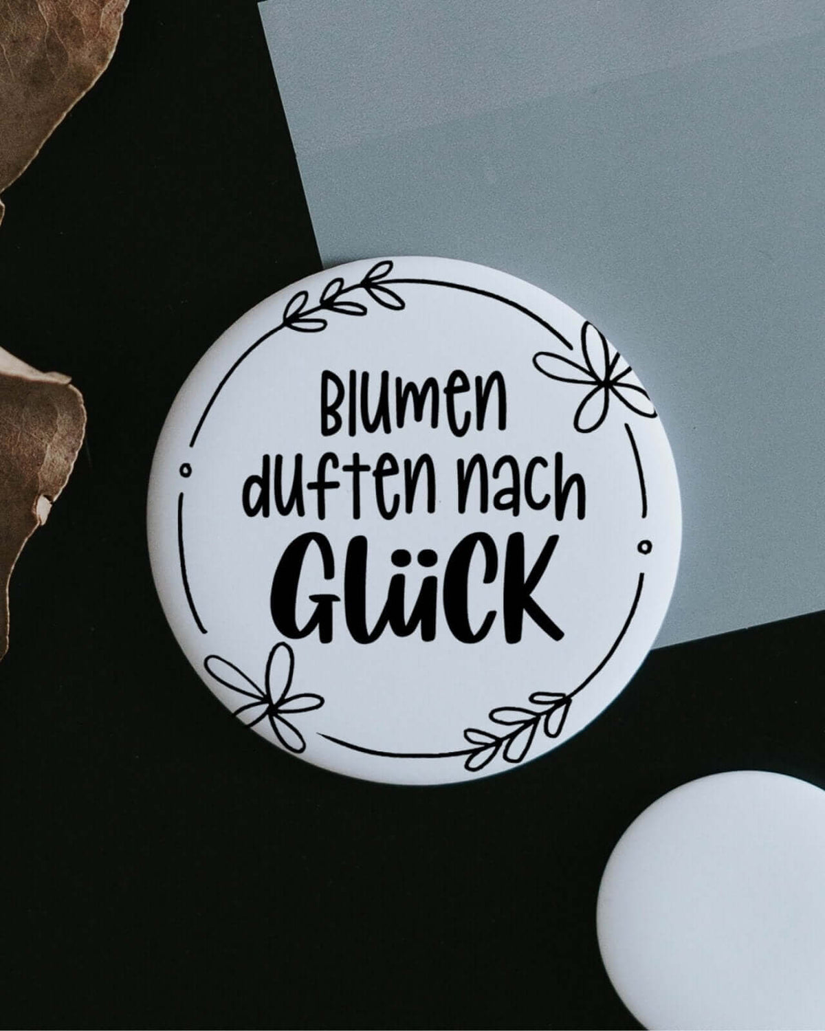 Magnete mit Spruch oder Motiv Blumen duften · groß in schwarz weiss