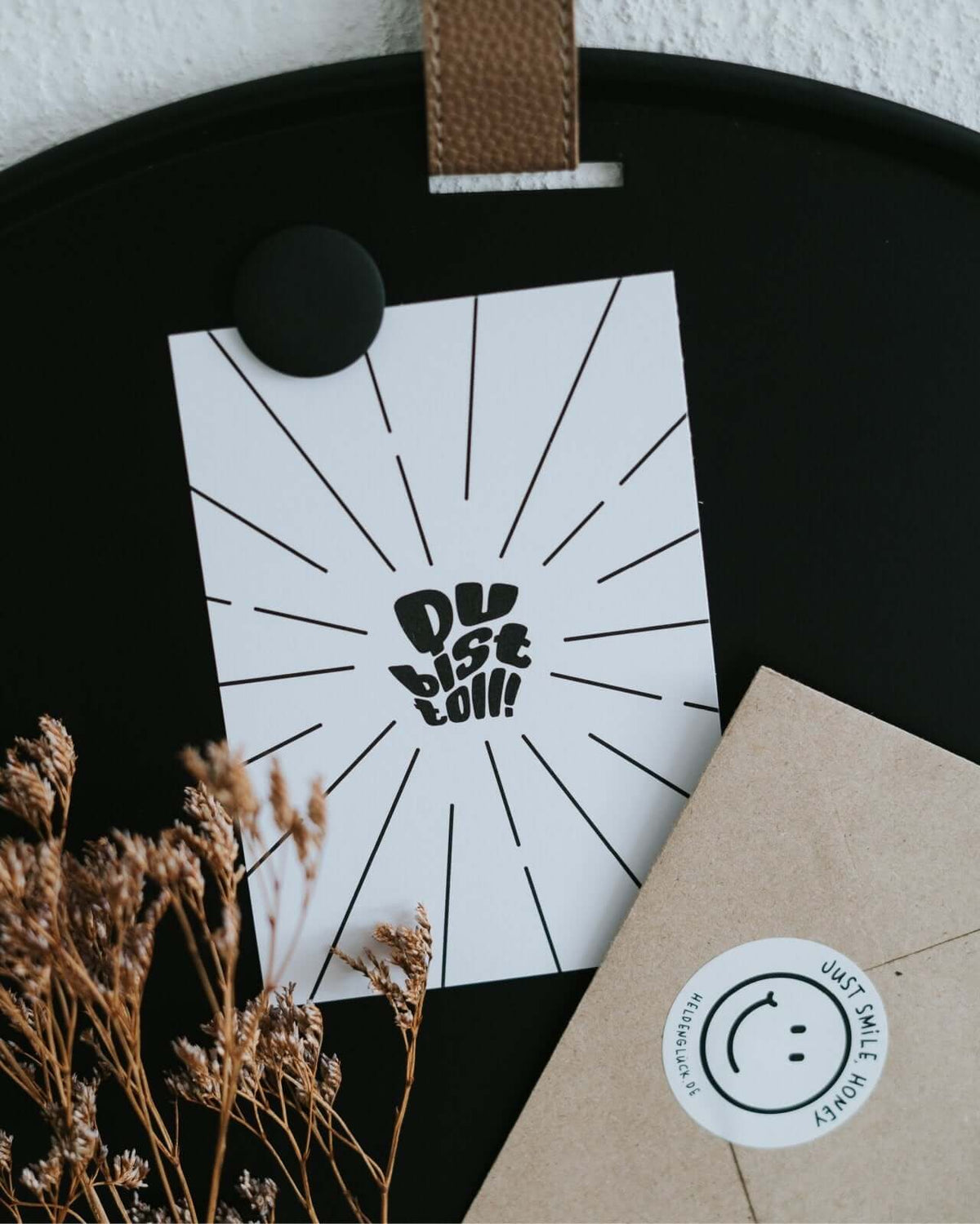 Postkarte mit Spruch und motiv Du bist toll in schwarz weiss