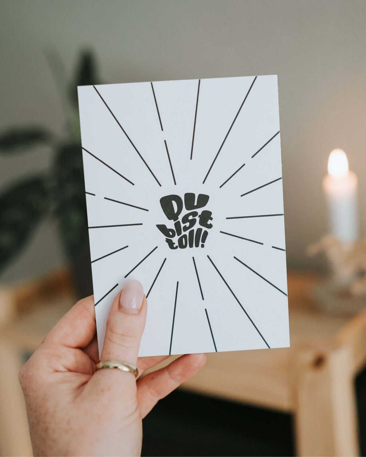 Postkarte mit Spruch und motiv Du bist toll in schwarz weiss