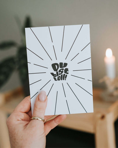 Postkarte mit Spruch und motiv Du bist toll in schwarz weiss