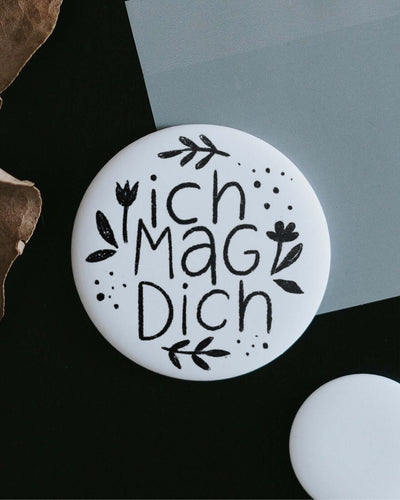 Magnete mit Spruch oder Motiv Ich mag dich · groß in schwarz weiss