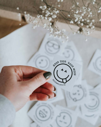 Aufkleber mit Spruch oder Motiv Smileys in schwarz weiss