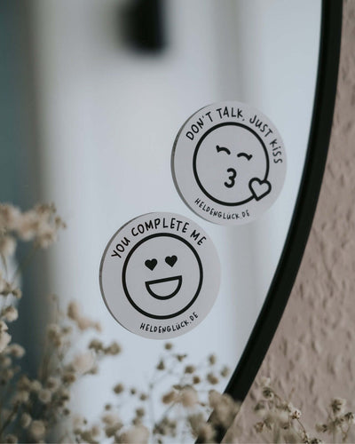 Aufkleber mit Spruch oder Motiv Smileys in schwarz weiss