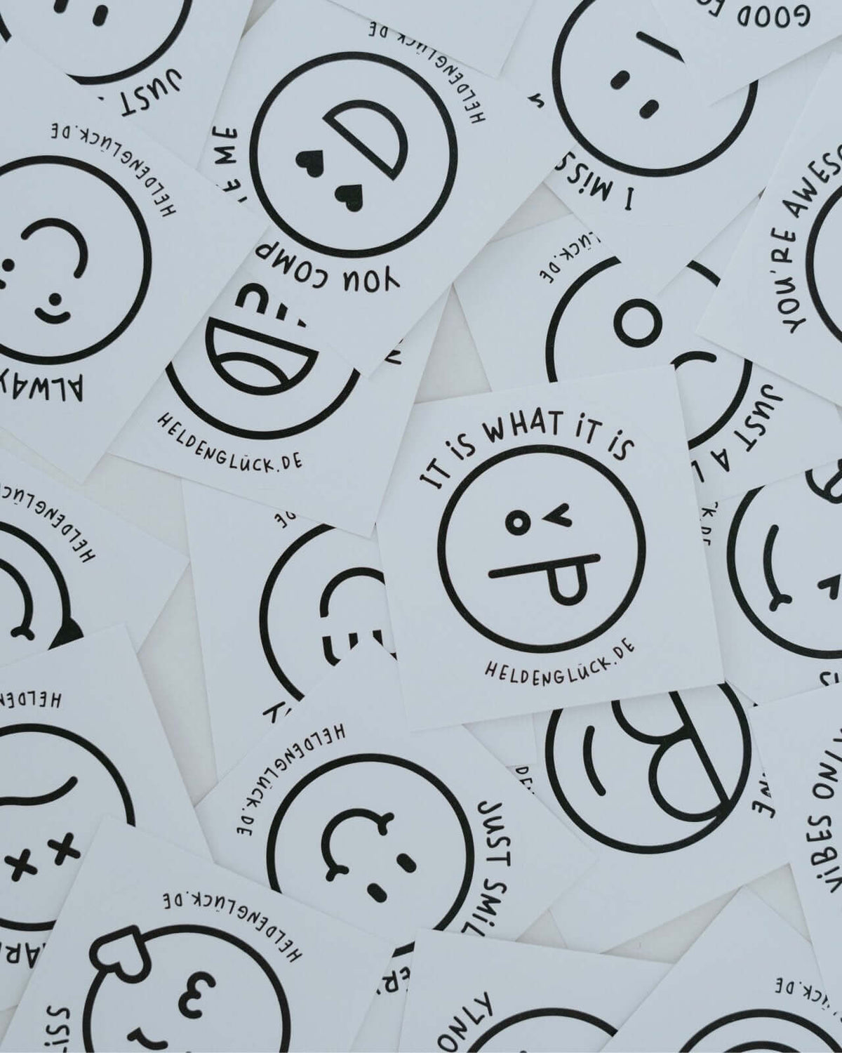 Aufkleber mit Spruch oder Motiv Smileys in schwarz weiss
