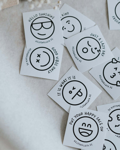 Aufkleber mit Spruch oder Motiv Smileys in schwarz weiss