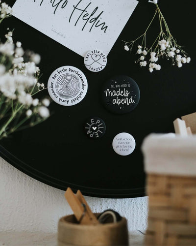 Magnete mit Spruch oder Motiv Durcheinander · groß in schwarz weiss