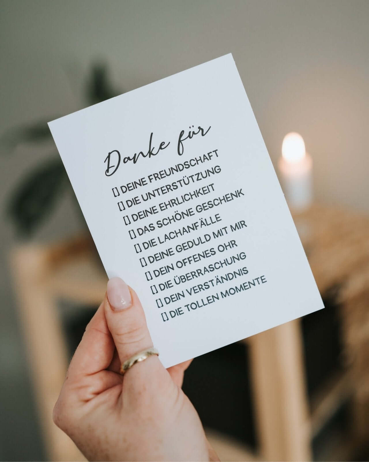 Postkarte mit Spruch und motiv Danke für in schwarz weiss