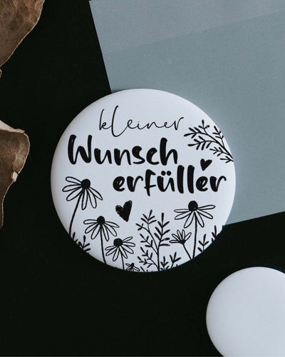 Magnete mit Spruch oder Motiv Wunscherfüller · groß in schwarz weiss