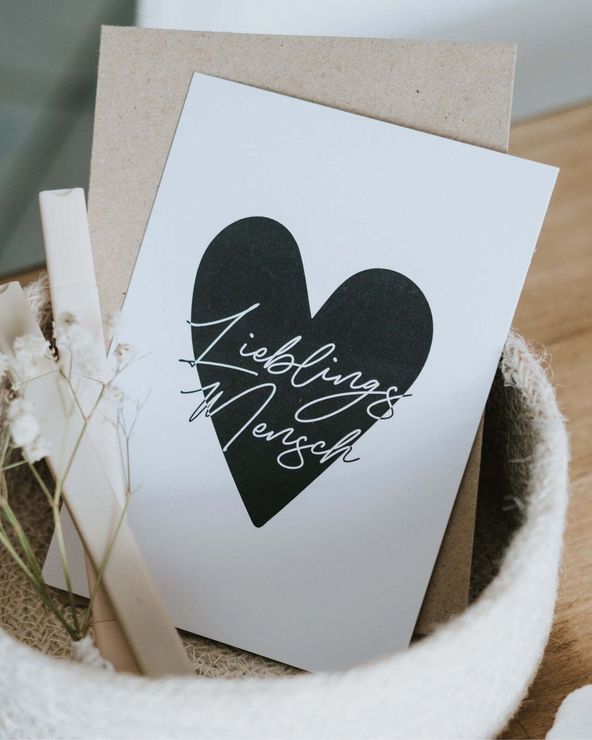 Postkarte mit Spruch oder Motiv Lieblingsmensch in schwarz weiss