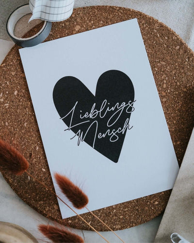 Postkarte mit Spruch oder Motiv Lieblingsmensch in schwarz weiss
